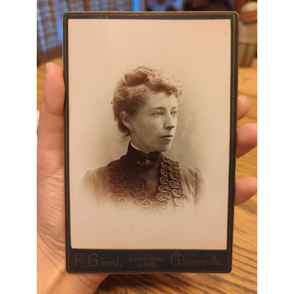 Antique Cabinet Card Victorian Woman Portrait Gloversville New York F. Girard